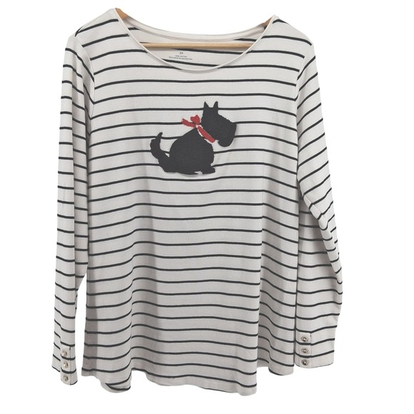 Charter Club Tops - Charter Club Woman Sz 2X Striped Scottie Dog‎ Beaded Top Long Sleeve Plus Size